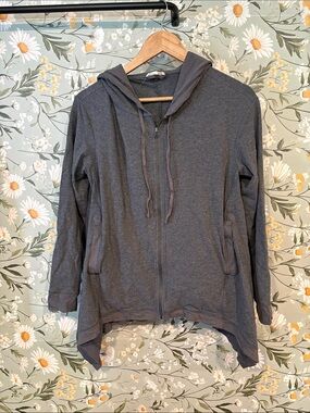 Eileen Fisher Charcoal Gray Lightweight Zip Hoodie